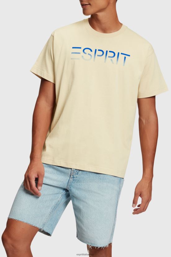 Esprit T-shirt con applicazione logo floccato sul petto tortora chiaro uomini magliette 4RNDH608 - Clicca l'immagine per chiudere