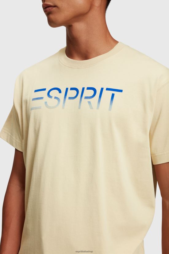 Esprit T-shirt con applicazione logo floccato sul petto tortora chiaro uomini magliette 4RNDH608