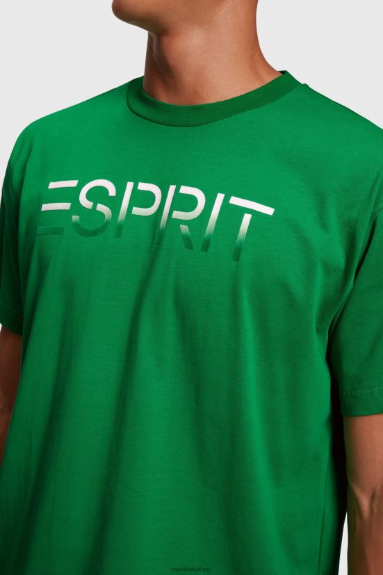 Esprit T-shirt con applicazione logo floccato sul petto verde uomini magliette 4RNDH609