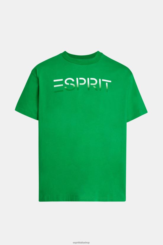 Esprit T-shirt con applicazione logo floccato sul petto verde uomini magliette 4RNDH609