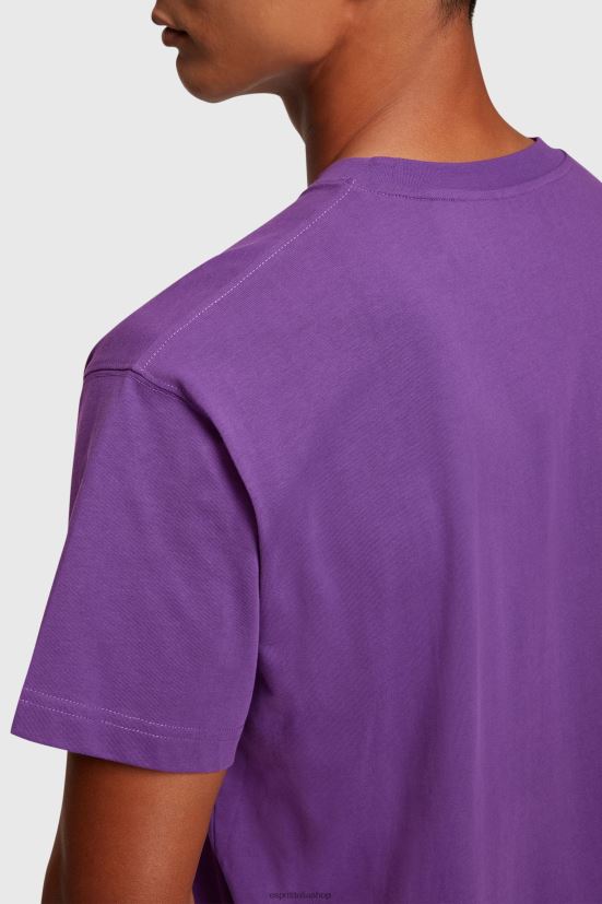 Esprit T-shirt con applicazione logo floccato sul petto viola scuro uomini magliette 4RNDH610