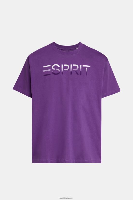 Esprit T-shirt con applicazione logo floccato sul petto viola scuro uomini magliette 4RNDH610