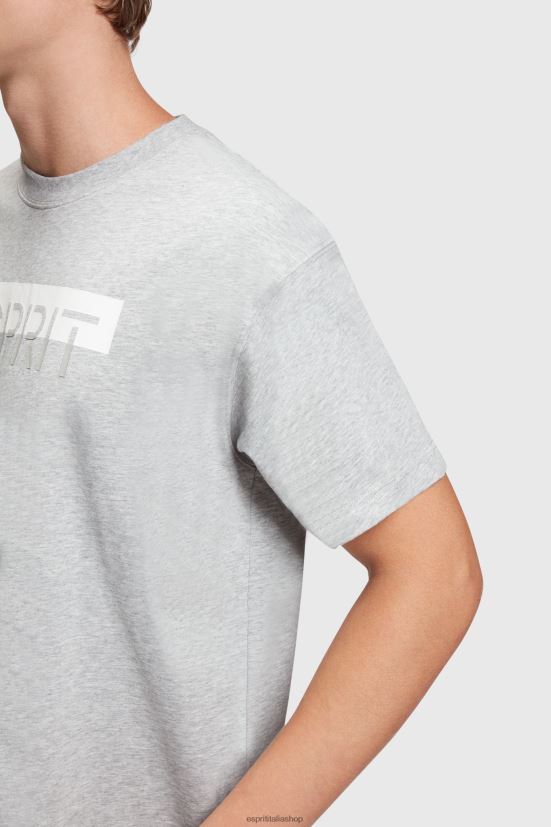 Esprit T-shirt con applicazione logo opaco lucido grigio chiaro uomini magliette 4RNDH615