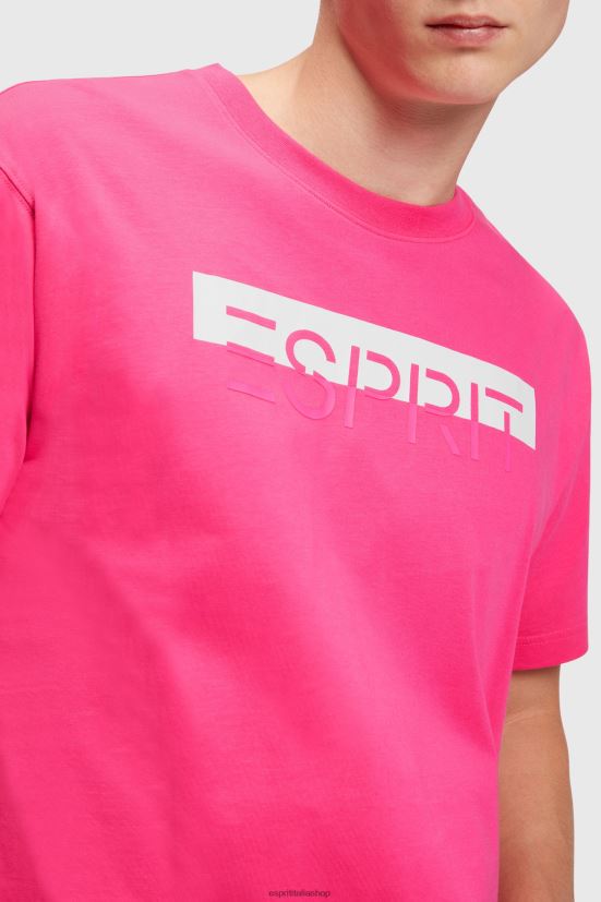 Esprit T-shirt con applicazione logo opaco lucido rosa fucsia uomini magliette 4RNDH619