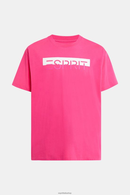 Esprit T-shirt con applicazione logo opaco lucido rosa fucsia uomini magliette 4RNDH619