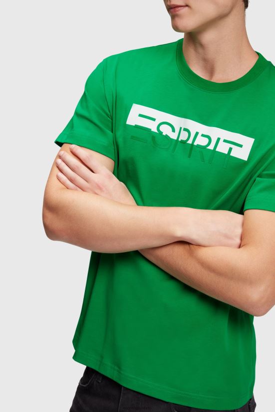 Esprit T-shirt con applicazione logo opaco lucido verde uomini magliette 4RNDH617