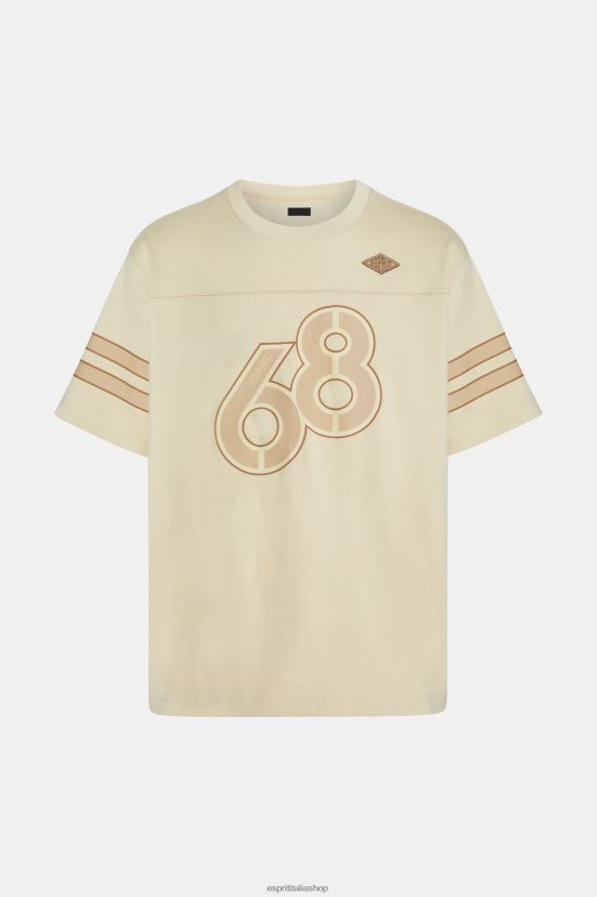 Esprit T-shirt con stampa grafica sulle maniche a righe beige chiaro uomini magliette 4RNDH805