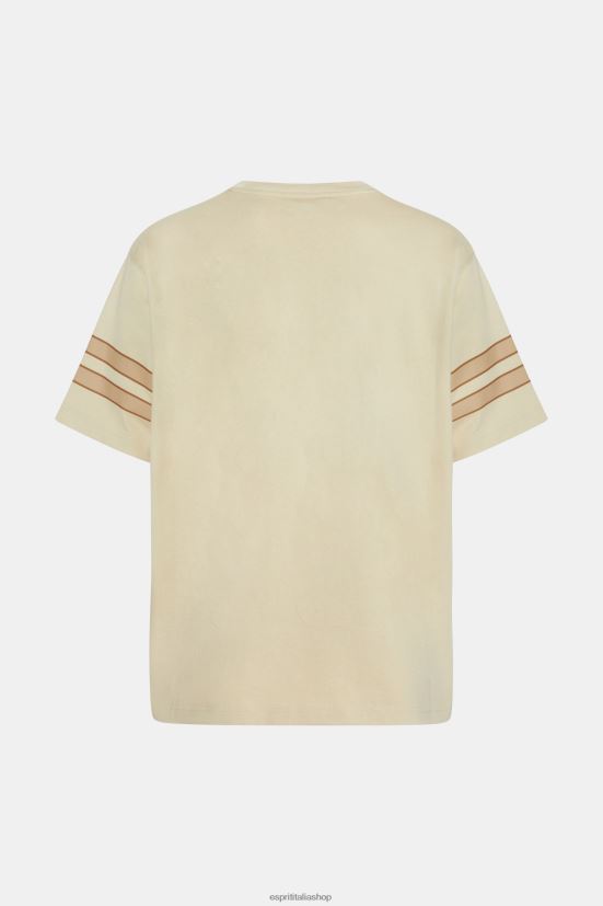 Esprit T-shirt con stampa grafica sulle maniche a righe beige chiaro uomini magliette 4RNDH805