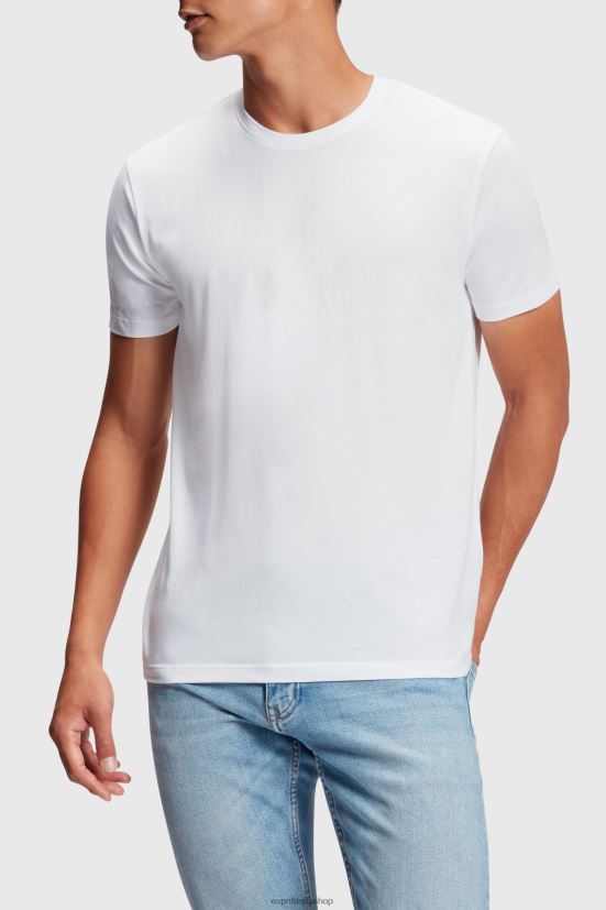 Esprit T-shirt in cotone girocollo in confezione da due bianco uomini magliette 4RNDH856