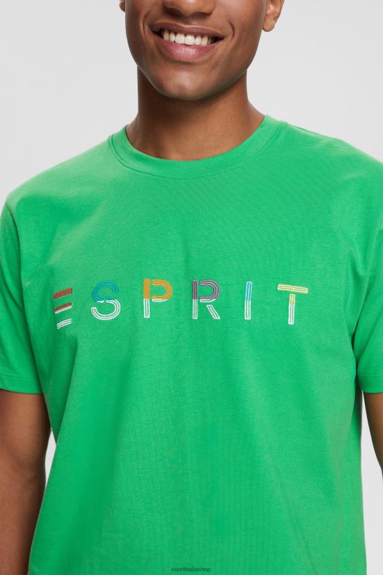 Esprit T-shirt in jersey con logo ricamato verde uomini magliette 4RNDH916