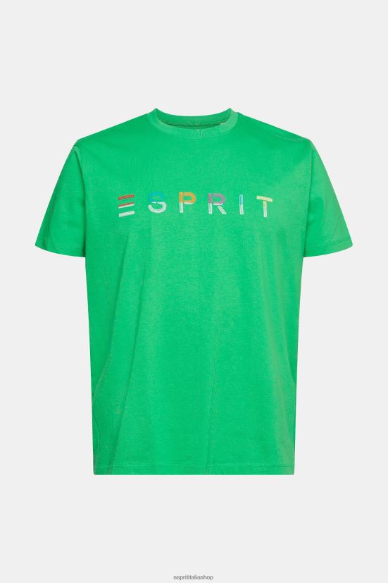 Esprit T-shirt in jersey con logo ricamato verde uomini magliette 4RNDH916