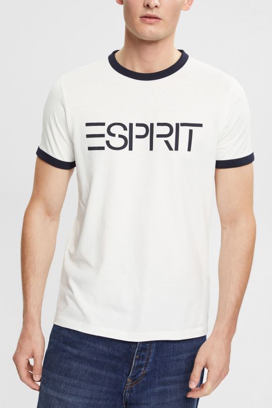 Esprit T-shirt in jersey con stampa logo bianco uomini magliette 4RNDH949