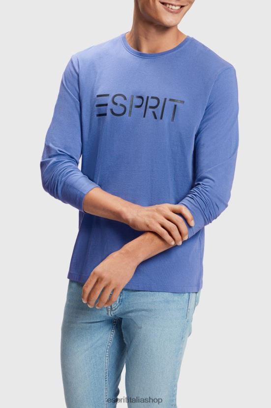 Esprit T-shirt in jersey con stampa logo blu uomini magliette 4RNDH867