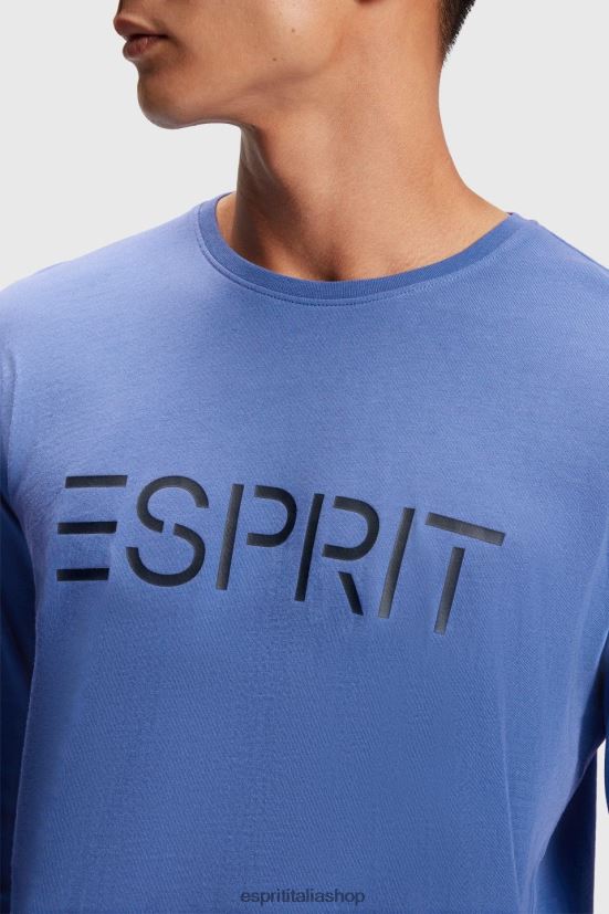 Esprit T-shirt in jersey con stampa logo blu uomini magliette 4RNDH867