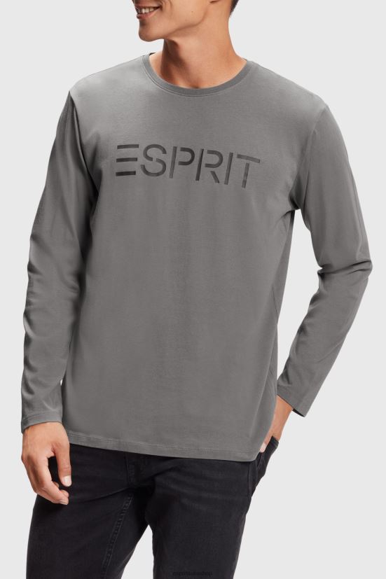 Esprit T-shirt in jersey con stampa logo grigio medio uomini magliette 4RNDH863