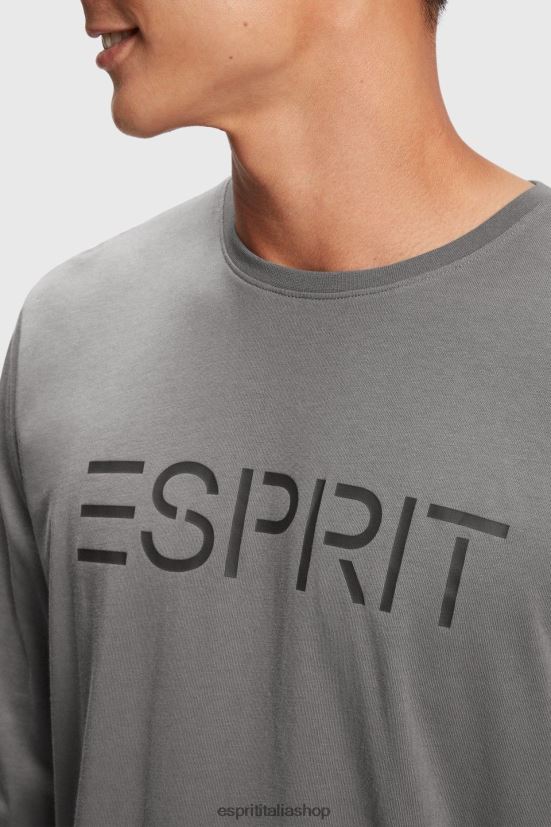 Esprit T-shirt in jersey con stampa logo grigio medio uomini magliette 4RNDH863