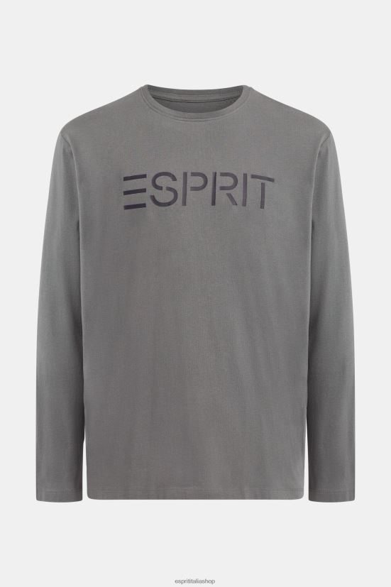 Esprit T-shirt in jersey con stampa logo grigio medio uomini magliette 4RNDH863