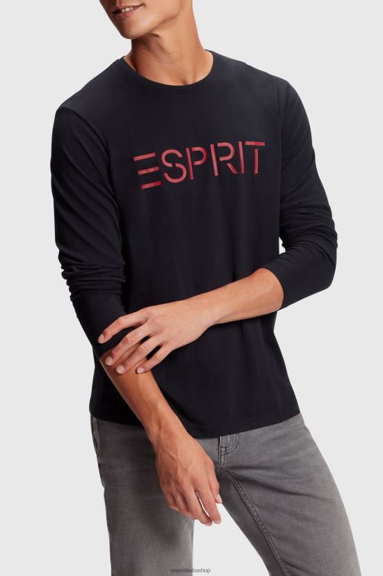 Esprit T-shirt in jersey con stampa logo nero uomini magliette 4RNDH862