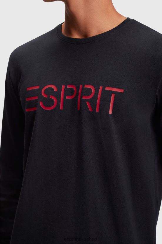 Esprit T-shirt in jersey con stampa logo nero uomini magliette 4RNDH862