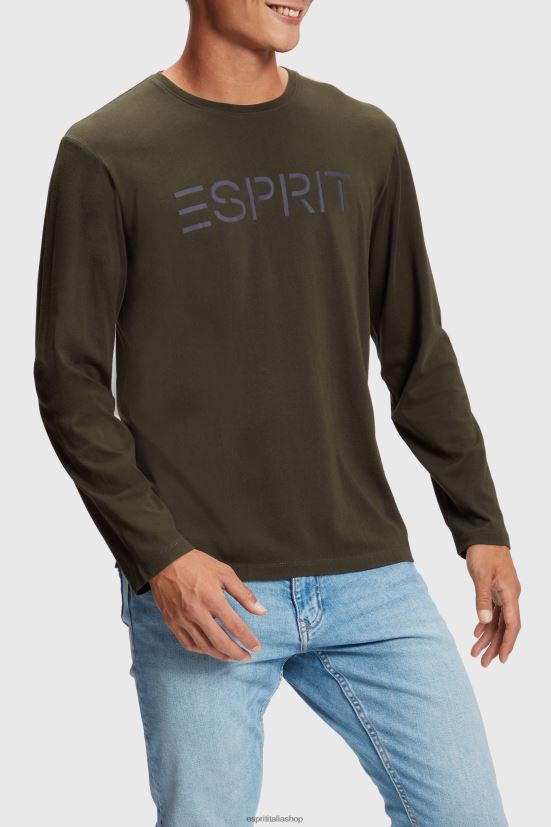 Esprit T-shirt in jersey con stampa logo verde scuro uomini magliette 4RNDH865