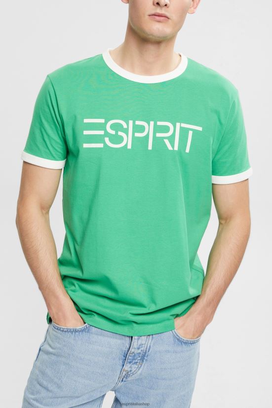 Esprit T-shirt in jersey con stampa logo verde uomini magliette 4RNDH950