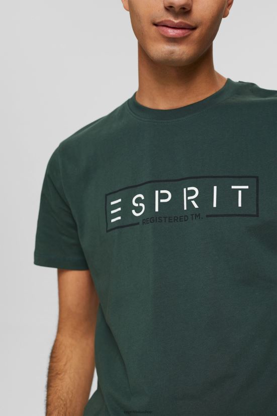 Esprit T-shirt logo in jersey, 100% cotone blu verde acqua uomini magliette 4RNDH734