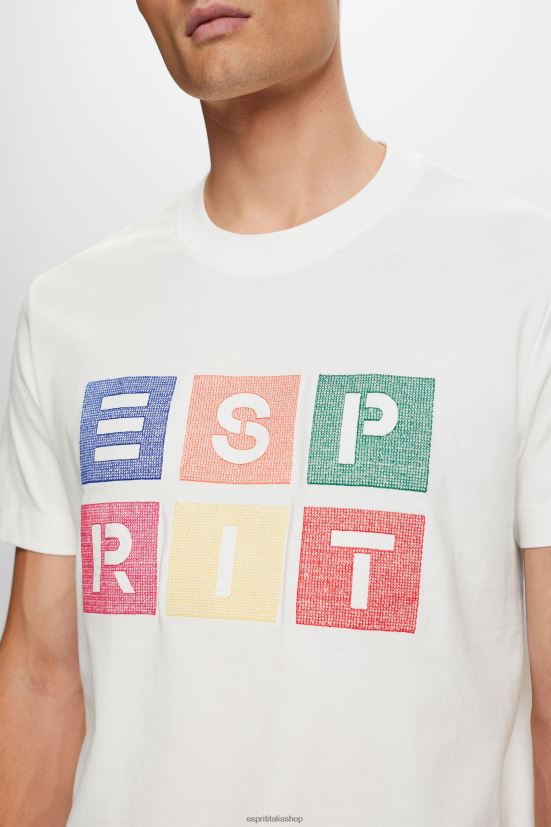 Esprit maglietta con logo, 100% cotone bianco uomini magliette 4RNDH587