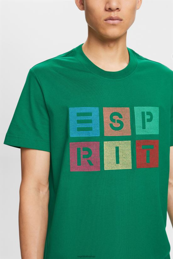 Esprit maglietta con logo, 100% cotone verde scuro uomini magliette 4RNDH588