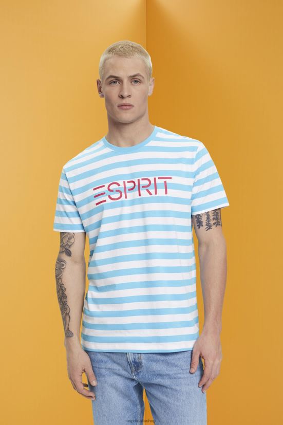 Esprit t-shirt a righe in cotone sostenibile blu uomini magliette 4RNDH743 - Clicca l'immagine per chiudere