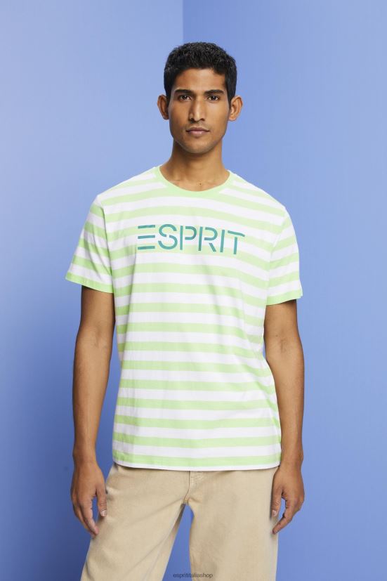 Esprit t-shirt a righe in cotone sostenibile verde agrumi uomini magliette 4RNDH742 - Clicca l'immagine per chiudere