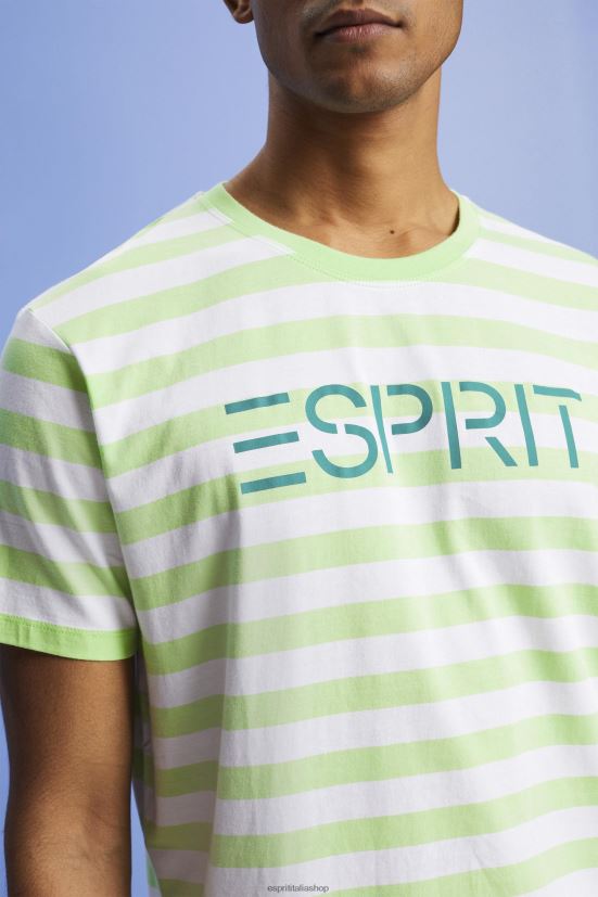 Esprit t-shirt a righe in cotone sostenibile verde agrumi uomini magliette 4RNDH742