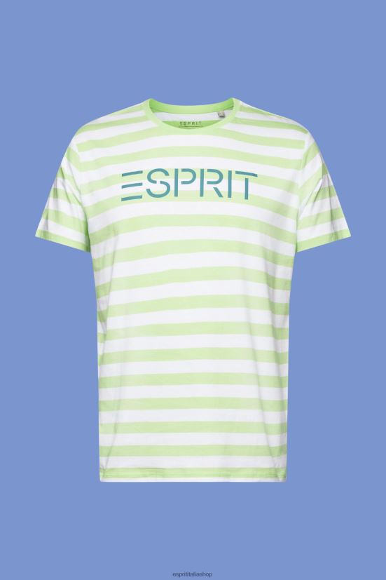 Esprit t-shirt a righe in cotone sostenibile verde agrumi uomini magliette 4RNDH742