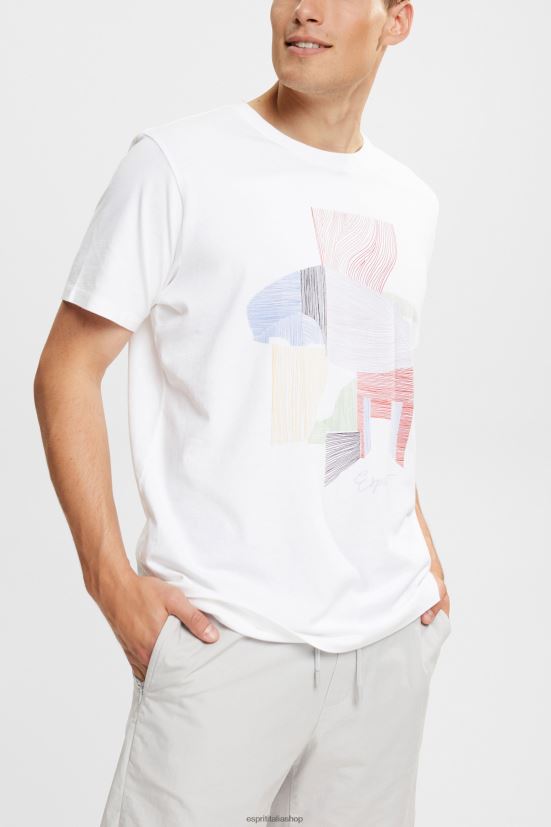 Esprit t-shirt con illustrazione in cotone sostenibile bianco uomini magliette 4RNDH939