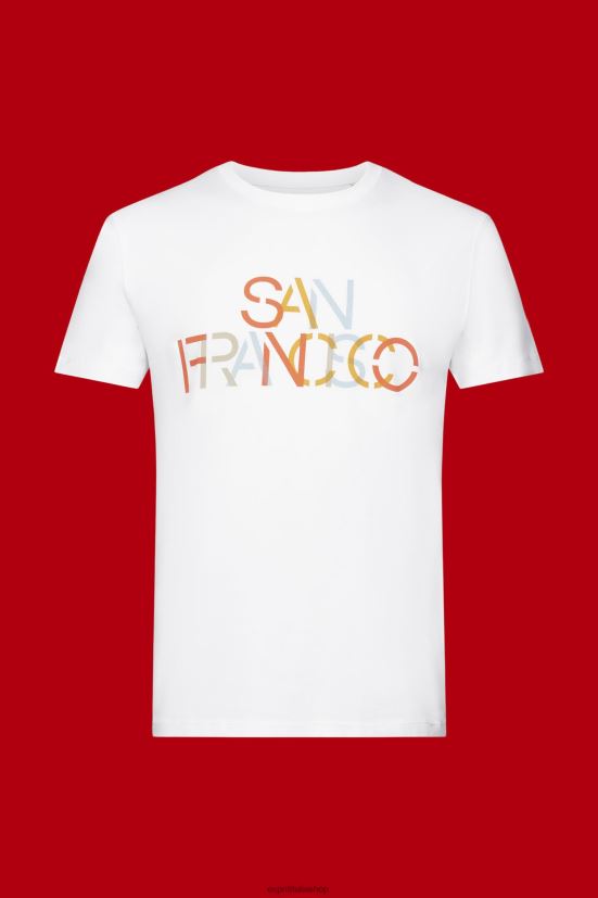 Esprit t-shirt con stampa frontale, 100% cotone San Francisco bianco uomini magliette 4RNDH739