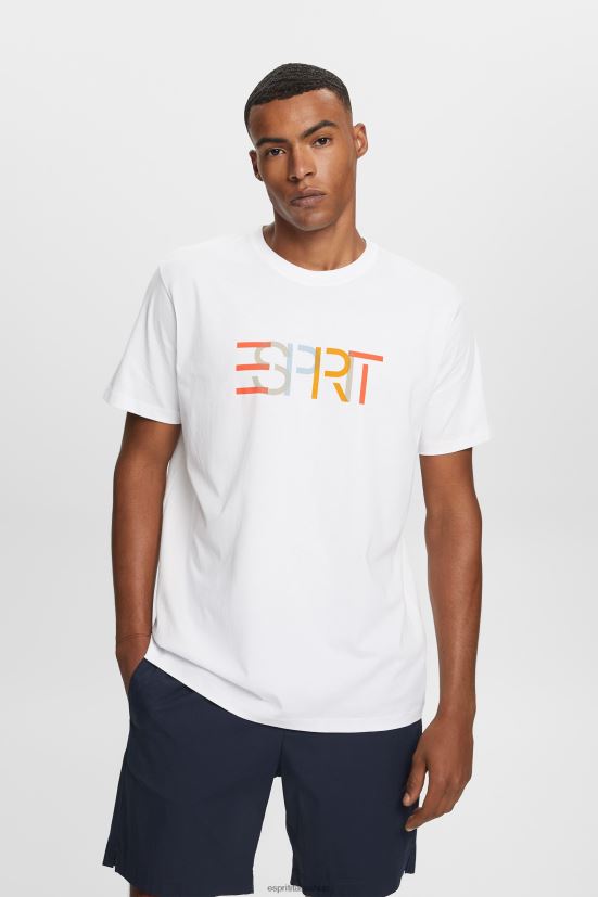 Esprit t-shirt con stampa frontale, 100% cotone bianco uomini magliette 4RNDH738