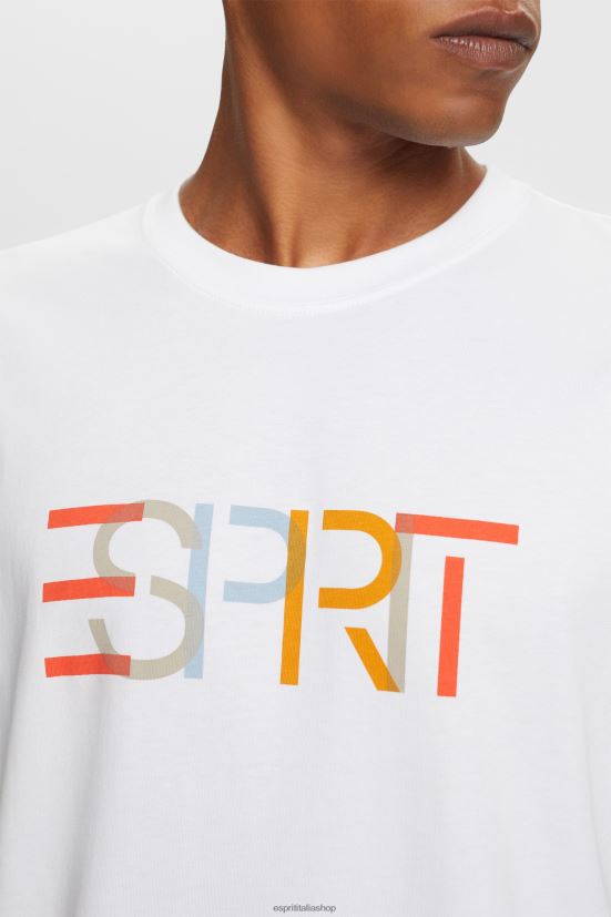 Esprit t-shirt con stampa frontale, 100% cotone bianco uomini magliette 4RNDH738