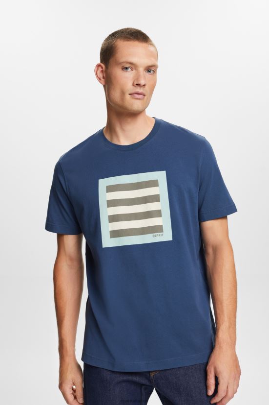 Esprit t-shirt in jersey con stampa, 100% cotone grigio blu uomini magliette 4RNDH585 - Clicca l'immagine per chiudere