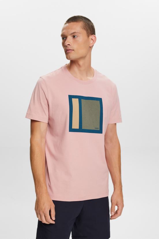 Esprit t-shirt in jersey con stampa, 100% cotone rosa antico uomini magliette 4RNDH586