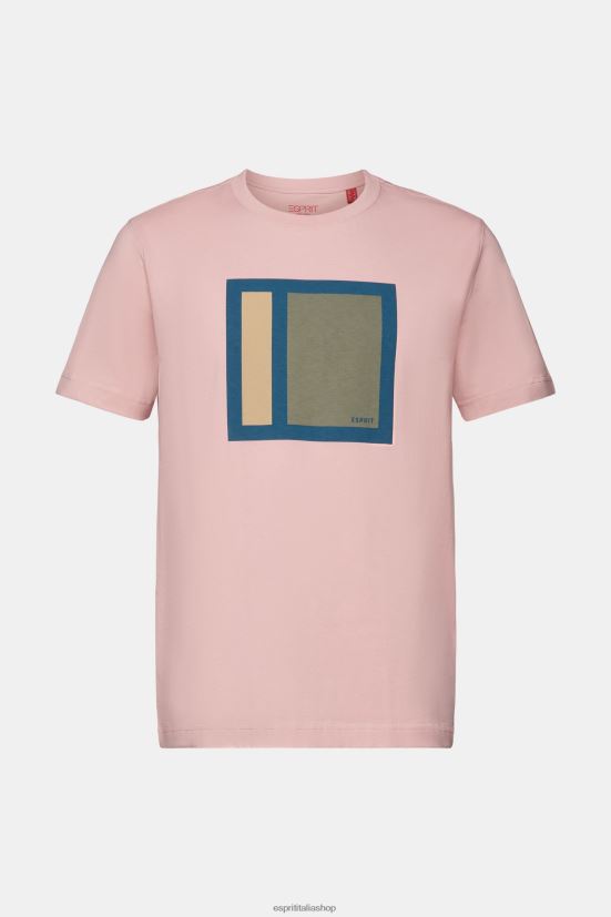 Esprit t-shirt in jersey con stampa, 100% cotone rosa antico uomini magliette 4RNDH586