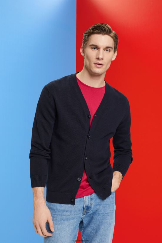 Esprit Cardigan in cotone sostenibile con scollo a V Marina Militare uomini maglioni 4RNDH776