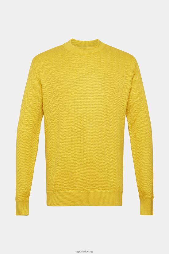 Esprit Maglia con motivo spinato giallo polveroso uomini maglioni 4RNDH830