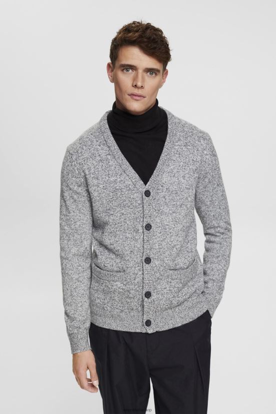 Esprit cardigan lavorato a maglia con bottoni grigio medio uomini maglioni 4RNDH697