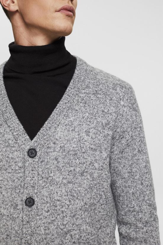 Esprit cardigan lavorato a maglia con bottoni grigio medio uomini maglioni 4RNDH697