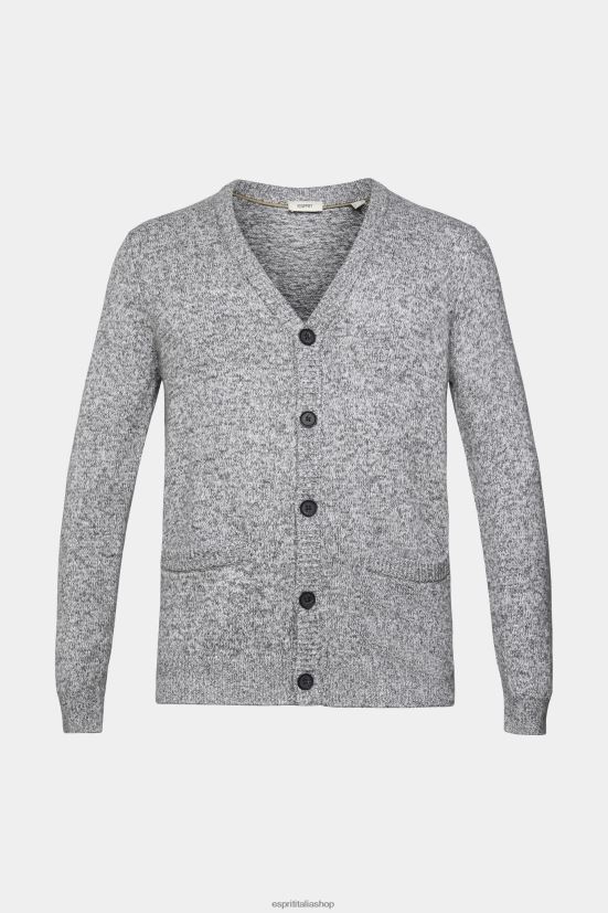 Esprit cardigan lavorato a maglia con bottoni grigio medio uomini maglioni 4RNDH697