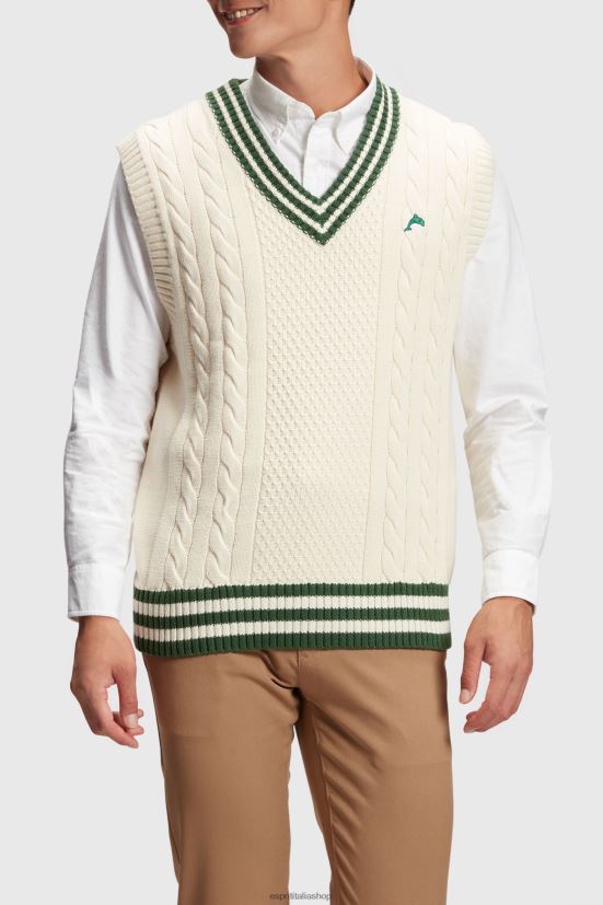 Esprit gilet maglione universitario verde smeraldo uomini maglioni 4RNDH811