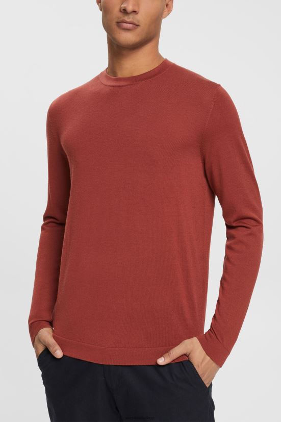 Esprit maglione di lana lavorato a maglia terracotta uomini maglioni 4RNDH906