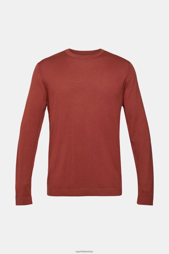 Esprit maglione di lana lavorato a maglia terracotta uomini maglioni 4RNDH906