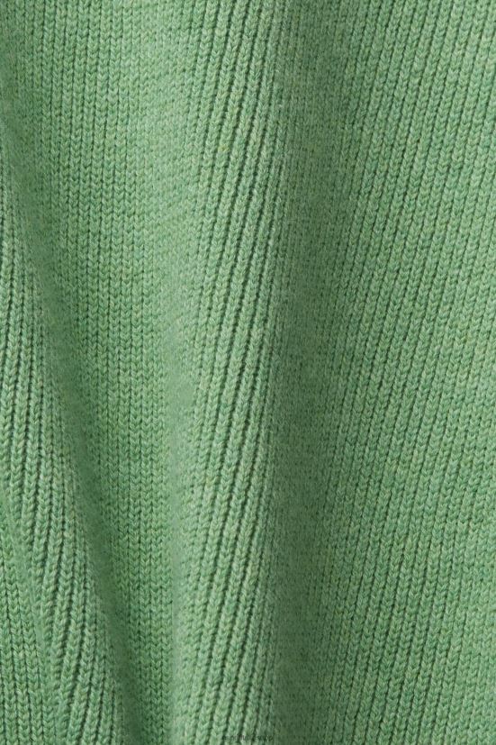 Esprit maglione in cotone sostenibile con scollo a V verde uomini maglioni 4RNDH726