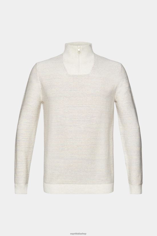 Esprit maglione lavorato a maglia con mezza zip e strisce colorate bianco uomini maglioni 4RNDH727