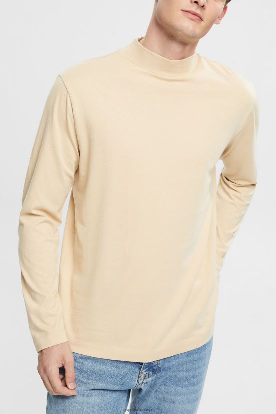 Esprit top a maniche lunghe con colletto rialzato beige crema uomini manica lunga 4RNDH945 - Clicca l'immagine per chiudere